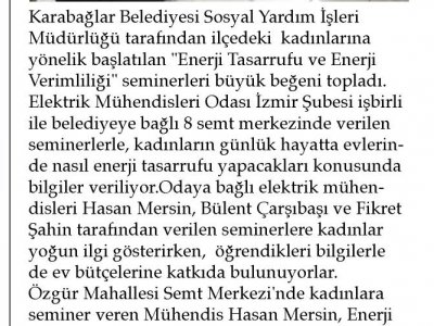 KARABAĞLAR`DA KADINLARA TASARRUF EĞİTİMİ VERİLDİ (ALİAĞA EKSPRES)