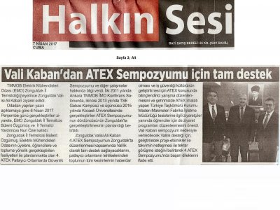 HALKIN SESİ: VALİ KABAN`DAN ATEX SEMPOZYUMU İÇİN TAM DESTEK