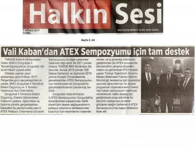 HALKIN SESİ: VALİ KABAN`DAN ATEX SEMPOZYUMU İÇİN TAM DESTEK