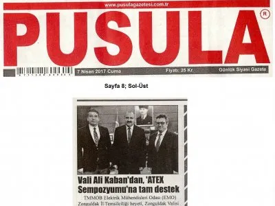 PUSULA: VALİ ALİ KABAN`DAN ATEX SEMPOZYUMU`NA TAM DESTEK