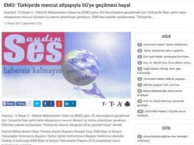 EMO: TÜRKİYE`DE MEVCUT ALTYAPIYLA 5G`YE GEÇİLMESİ HAYAL (AYDİNSES.COM)