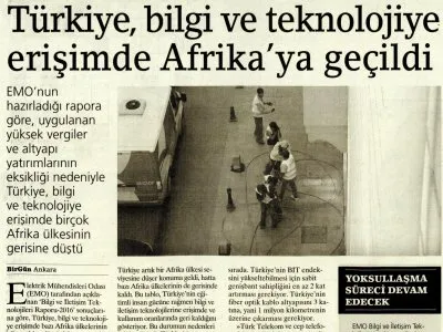 `TÜRKİYE, BİLGİ VE TEKNOLOJİYE ERİŞİMDE BAZI AFRİKA ÜLKELERİNİN DE GERİSİNDE` (BİRGÜN)