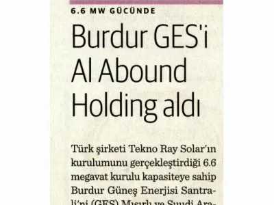 BURDUR GES İ AL ABOUND HOLDİNG ALDI (DÜNYA)