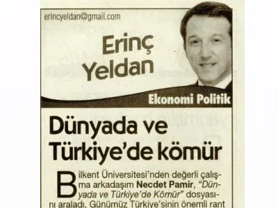 DÜNYADA VE TÜRKİYE’DE KÖMÜR (ERİNÇ YELDAN- CUMHURİYET)
