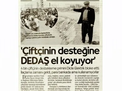 `ÇİFTÇİNİN DESTEĞİNE DEDÂŞ EL KOYUYOR` (CUMHURİYET)