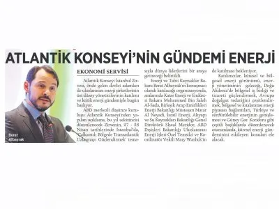 ATLANTİK KONSEYİ’NİN GÜNDEMİ ENERJİ (MİLLİYET)