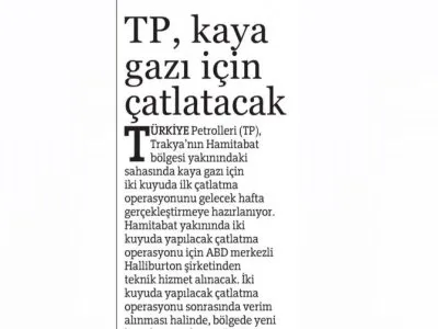 TP, KAYA GAZI İÇİN ÇATLATACAK (HÜRRİYET)