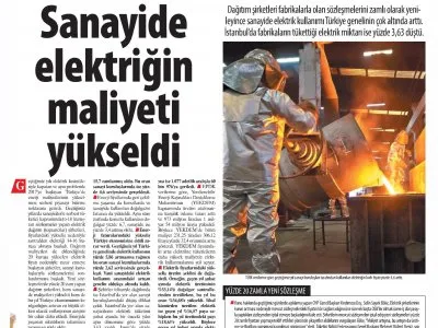 SANAYİDE ELEKTRİĞİN MALİYETİ YÜKSELDİ (KARAR)