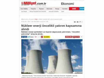 NÜKLEER ENERJİ ÖNCELİKLİ YATIRIM KAPSAMINA ALINDI (MİLLİYET)