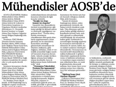 MÜHENDİSLER AOSB`DE BULUŞTU (İLK HABER)
