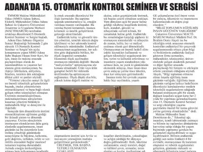 ADANA DA 15.OTOMATİK KONTROL SEMİNERİ VE SERGİSİ (BİZİM ADANA)
