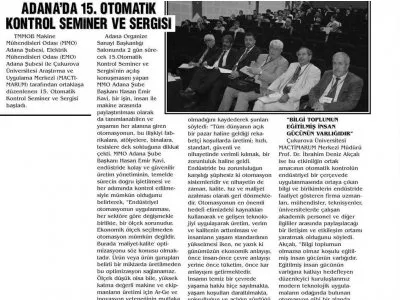 ADANA DA 15.OTOMATİK KONTROL SEMİNERİ VE SERGİSİ (YENİ ADANA)