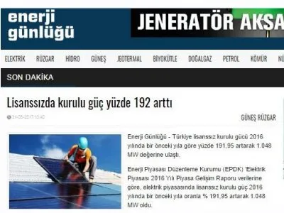 LİSANSSIZDA KURULU GÜÇ YÜZDE 192 ARTTI (ENERJİGUNLUGU.NET)