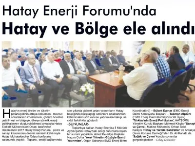 HATAY ENERJİ FORUMU`NDA HATAY VE BÖLGE ELE ALINDI (ANTAKYA TOPLUMCU HALK GAZETESİ)