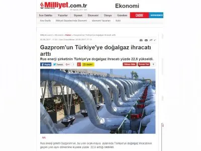 GAZPROM`UN TÜRKİYE`YE DOĞALGAZ İHRACATI ARTTI (MİLLİYET)