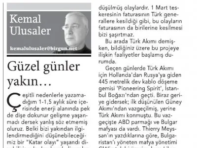 GÜZEL GÜNLER YAKIN… (KEMAL ULUSALER- BİRGÜN)