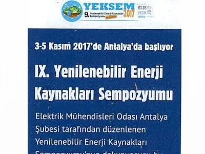 IX. YENİLENEBİLİR ENERJİ KAYNAKLARI SEMPOZYUMU (KAYNAK-01.04.2017)