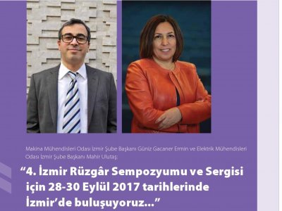 4. İZMİR RÜZGâR SEMPOZYUMU VE SERGİSİ İÇİN 28-30 EYLÜL 2017 TARİHLERİNDE İZMİR’DE BULUŞUYORUZ… (YENİ ENERJİ DERGİSİ)