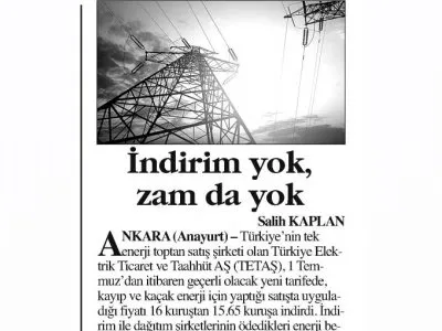 İNDİRİM YOK ZAM DA YOK (ANAYURT)