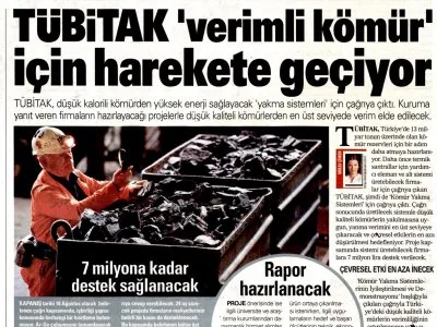 TUBİTAK `VERİMLİ KÖMÜR` İÇİN HAREKETE GEÇİYOR (AKŞAM)