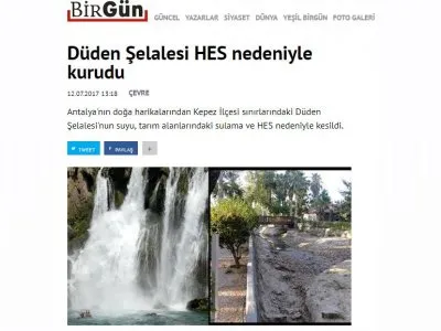 DÜDEN ŞELALESİ HES NEDENİYLE KURUDU (BİRGÜN)