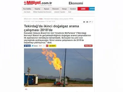 TEKİRDAĞ`DA İKİNCİ DOĞALGAZ ARAMA ÇALIŞMASI 2018`DE (MİLLİYET)
