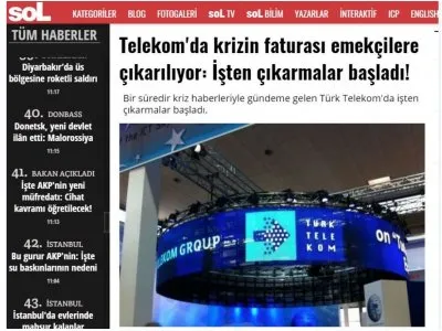 TELEKOM`DA KRİZİN FATURASI EMEKÇİLERE ÇIKARILIYOR: İŞTEN ÇIKARMALAR BAŞLADI! (HABER.SOL.ORG.TR)