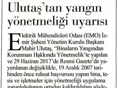 ULUTAŞ`TAN YANGIN YÖNETMELİĞİ UYARISI (İLKSES)