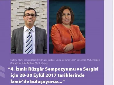 4. İZMİR RÜZGâR SEMPOZYUMU VE SERGİSİ İÇİN 28-30 EYLÜL 2017 TARİHLERİNDE İZMİR’DE BULUŞUYORUZ… (YENİ ENERJİ DERGİSİ)