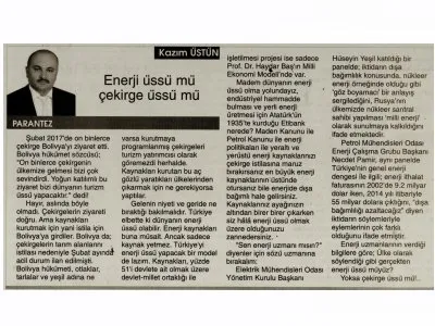 ENERJİ ÜSSÜ MÜ ÇEKİRGE ÜSSÜ MÜ (KAZIM ÜSTÜN- YENİ MESAJ)