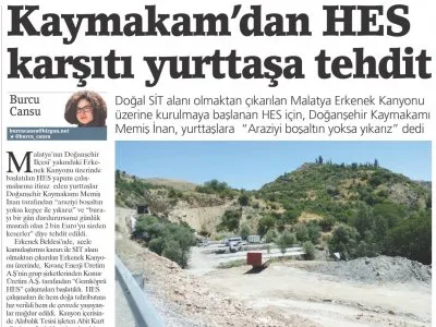 KAYMAKAM`DAN HES KARŞITI YURTTAŞA TEHDİT (BİRGÜN)