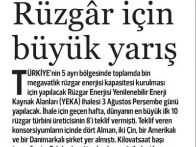 RÜZGâR İÇİN BÜYÜK YARIŞ (HÜRRİYET)
