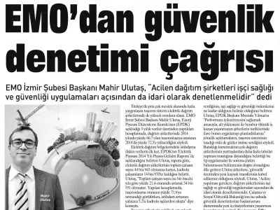 EMO`DAN GÜVENLİK DENETİMİ ÇAĞRISI (EGE TELGRAF)