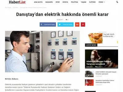 DANIŞTAY`DAN ELEKTRİK HAKKINDA ÖNEMLİ KARAR (HABERLİST.NET)