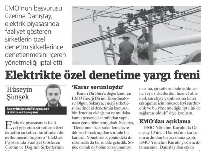 ELEKTRİKTE ÖZEL DENETİME YARGI FRENİ (BİRGÜN)