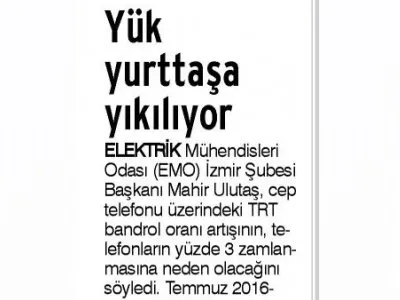 YÜK YURTTAŞA YIKILIYOR (GÜNLÜK EVRENSEL)