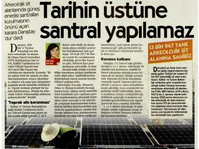 DANIŞTAY ‘DUR` DEDİ: TARİHİN ÜSTÜNE SANTRAL YAPILAMAZ (CUMHURİYET)