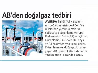 AB`DEN DOĞALGAZ TEDBİRİ (VATAN)