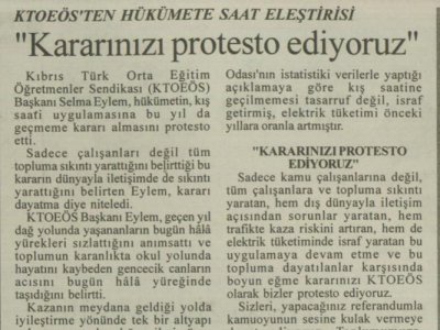 KTOEÖS`TEN HÜKÜMETE SAAT ELEŞTİRİSİ `KARARINIZI PROTESTO EDİYORUZ` (AFRİKA GAZETESİ)