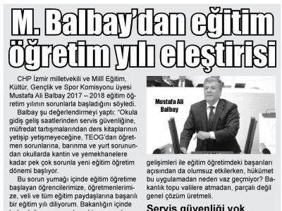 M.BALBAYDAN EĞİTİM ÖĞRETİM YILI ELEŞTİRİSİ (YENİ BAKIŞ)