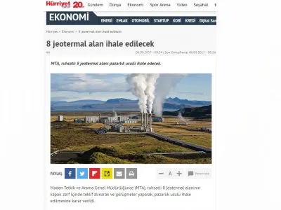 8 JEOTERMAL ALAN İHALE EDİLECEK (HÜRRİYET)