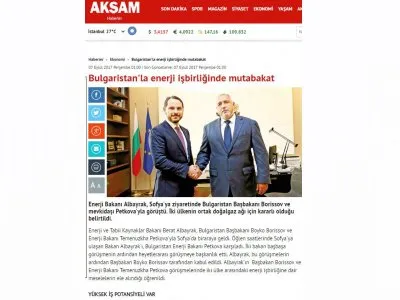BULGARİSTAN`LA ENERJİ İŞBİRLİĞİNDE MUTABAKAT (AKŞAM)