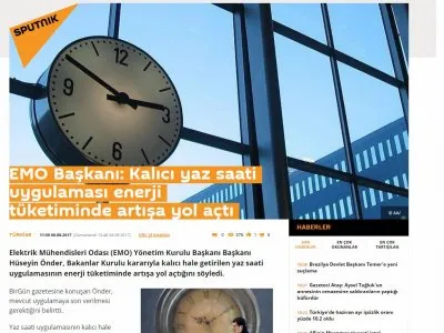 EMO BAŞKANI: KALICI YAZ SAATİ UYGULAMASI ENERJİ TÜKETİMİNDE ARTIŞA YOL AÇTI (SPUTNİKNEWS.COM)