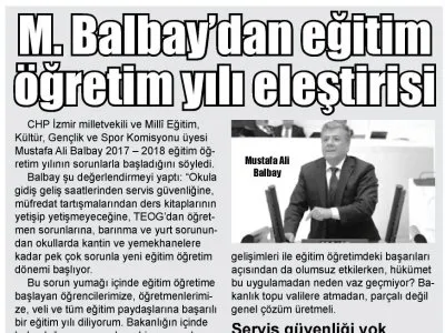 M.BALBAYDAN EĞİTİM ÖĞRETİM YILI ELEŞTİRİSİ (YENİ BAKIŞ)