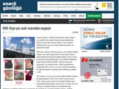 EMO: KIŞIN YAZ SAATİ ISRARINDAN VAZGEÇİN (ENERJİGUNLUGU.NET)