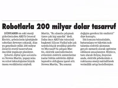 ROBOTLARLA 200 MİLYAR DOLAR TASARRUF (SÖZCÜ)