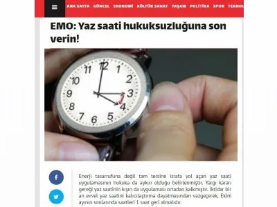 EMO: YAZ SAATİ HUKUKSUZLUĞUNA SON VERİN! (HABERGUNCE.COM)