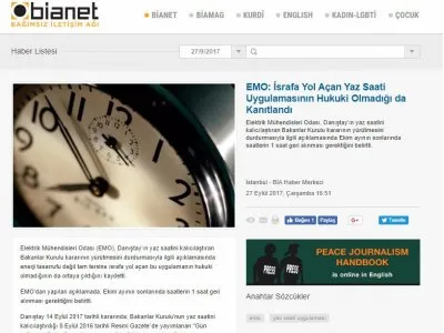 EMO: İSRAFA YOL AÇAN YAZ SAATİ UYGULAMASININ HUKUKİ OLMADIĞI DA KANITLANDI (BİANET.ORG)