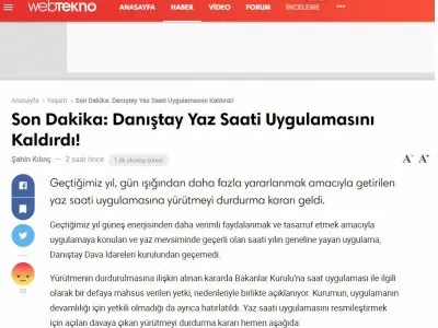 SON DAKİKA: DANIŞTAY YAZ SAATİ UYGULAMASINI KALDIRDI! (WEBTEKNO.COM)