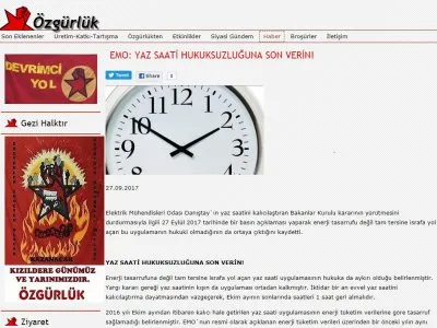EMO: YAZ SAATİ HUKUKSUZLUĞUNA SON VERİN!(OZGURLUK-DERGİSİ.ORG)